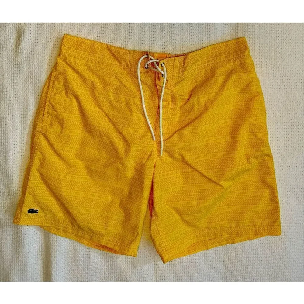 Lacoste Netted Yellow Men’s Board Swim Trunks Large - Picture 2 of 10